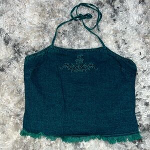 Johnny Blaze Denim Halter Top Size Small